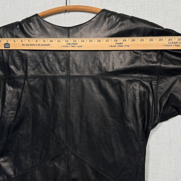 Vintage Wilsons Suede & Leather Black Tunic Dress 3/4 Sleeve Zip Front Size M - Picture 7 of 10